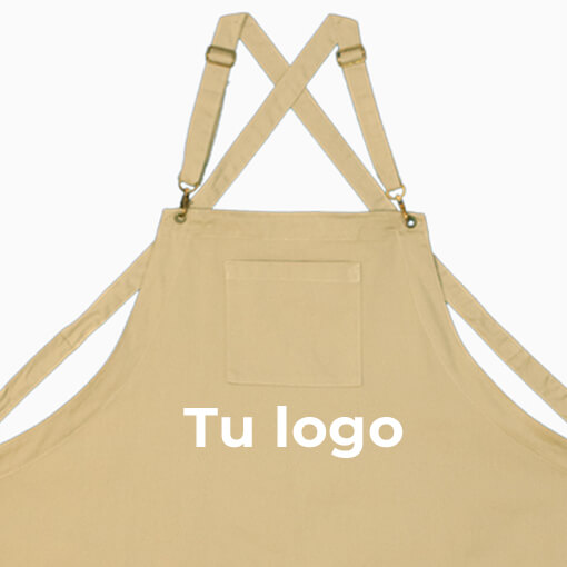 delantal camarero personalizado beige espalda cruzada